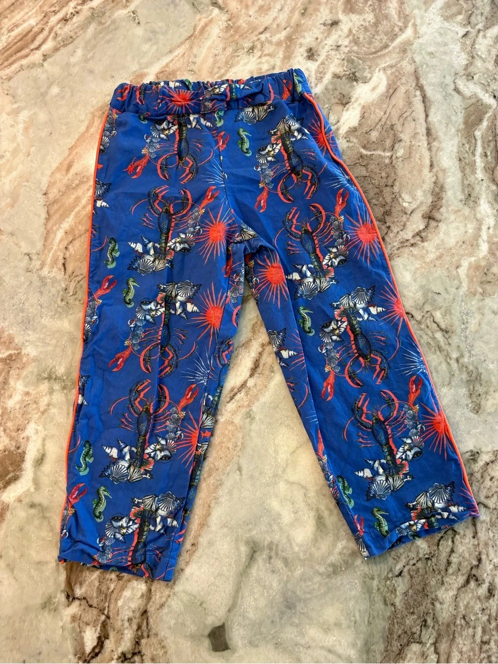House of Little Vild Organic Cotton Pajama Set Long Sleeve Pants Set Blue Sea